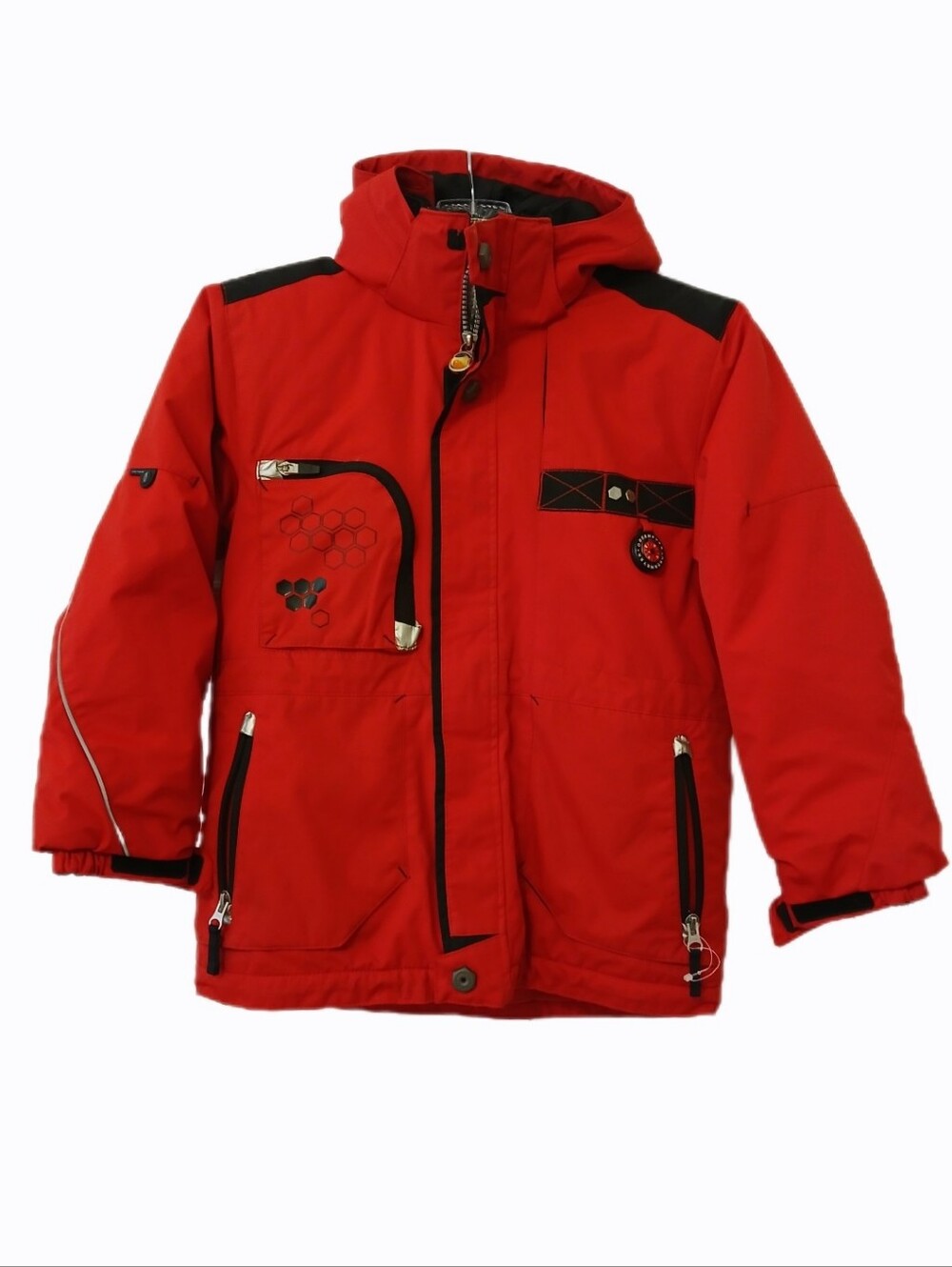 Obermeyer Boys 7 Red Hooded Puffer Ski Jacket Grow With Me Warm Winter Snow Coat
